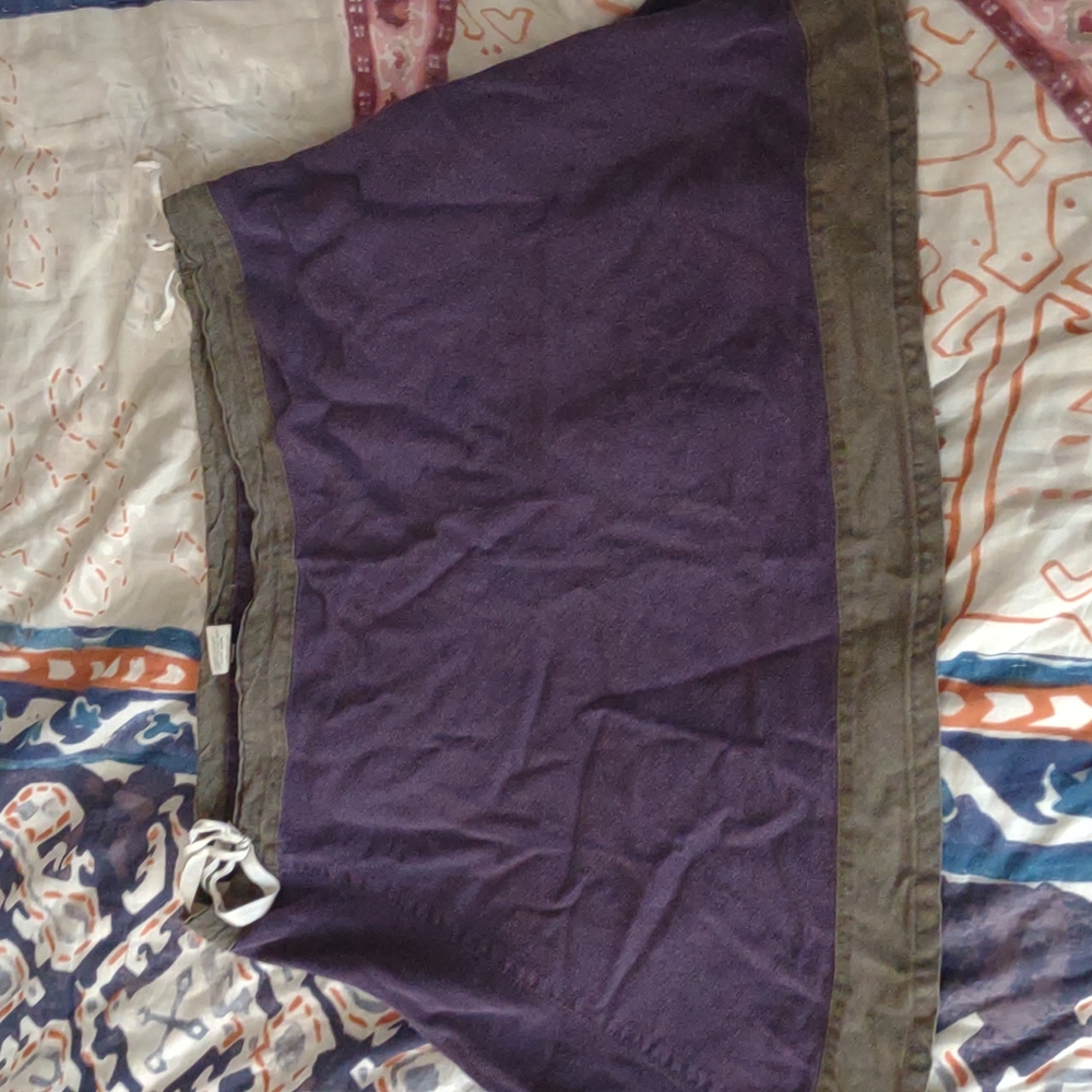 Mountains of the Moon XL hemp A line skirt purple olive green adjustable waist